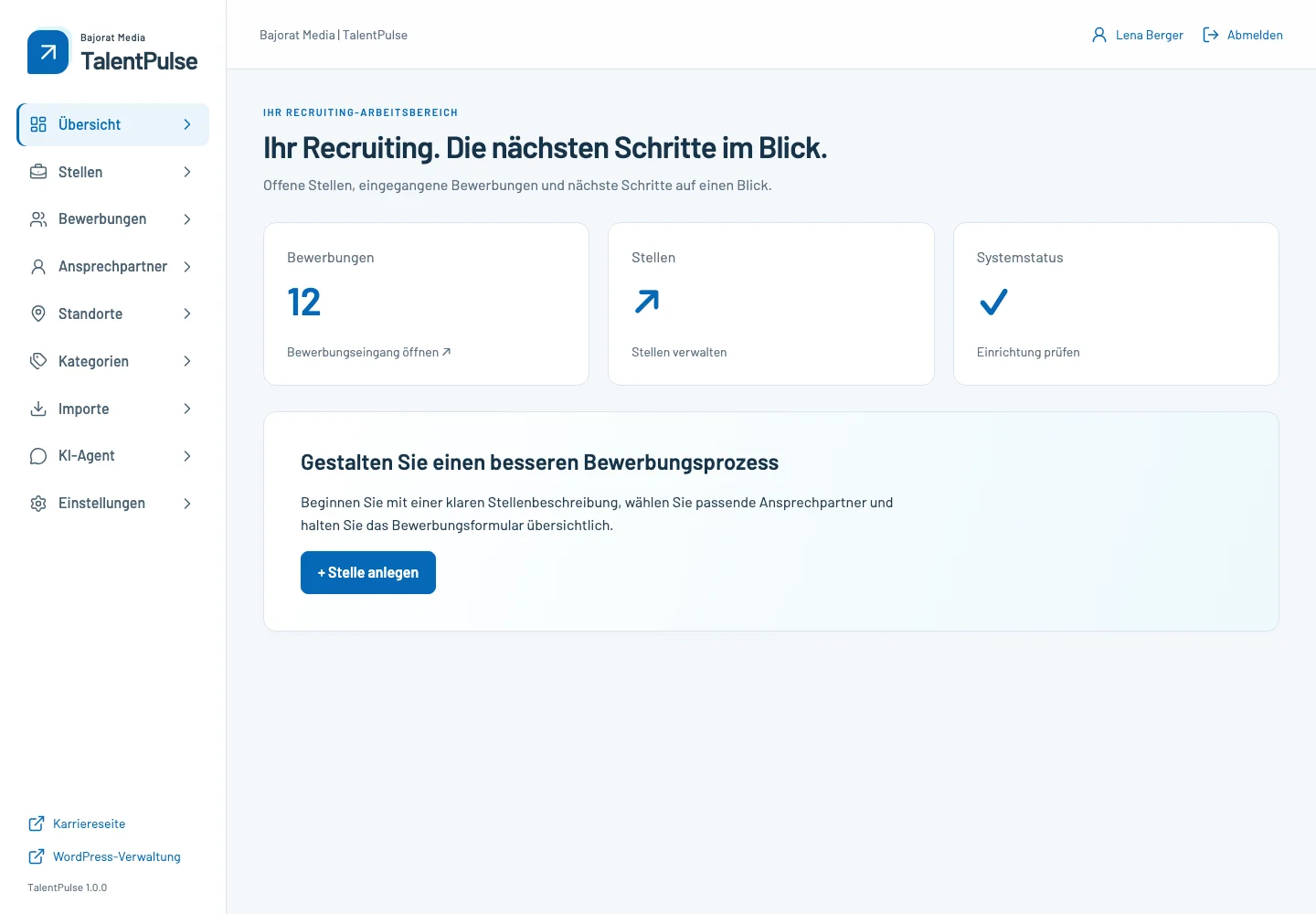 TalentPulse · Arbeitsbereich